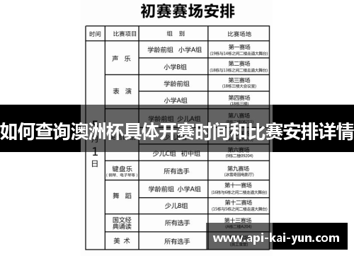 如何查询澳洲杯具体开赛时间和比赛安排详情